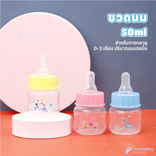 WONDERBABY ขวดนม ลวดลายน่ารัก ขวดนมเด็กโต ทนต่อการตกหล่น ขวดนมสำหรับทารกแรกเกิด ป้องกันการรั่ว ขวดนมกันแตก 50ml