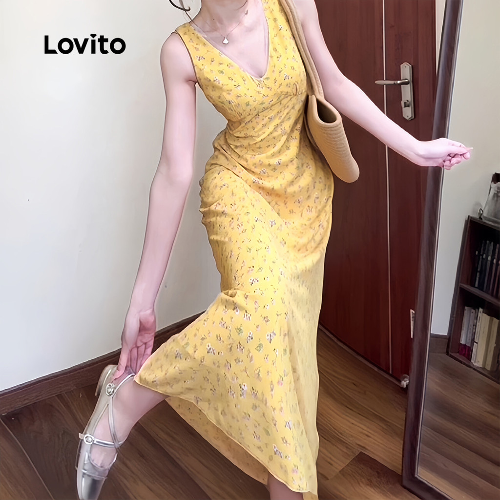 Lovito ชุดเดรสลําลองลายดอกไม้ ดิทซี่ สําหรับผู้หญิง LNE100067