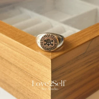 Love2Self MZ3-22 Super Cool แหวนแฟชั่นผู้ชายเงินสีดําแหวนหล่อผู้ชายอุปกรณ์เสริม Vintage ปรับแหวน