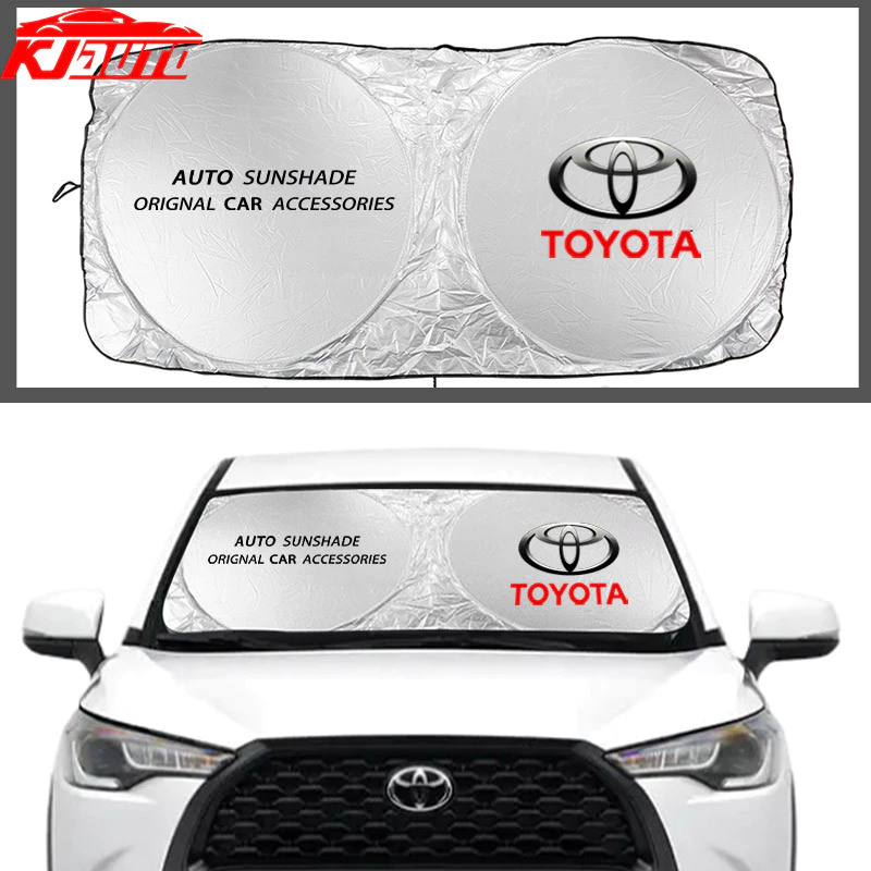 Toyota กระจกรถยนต์ด้านหน้า Sun Shade สําหรับ Toyota Vios Raize Wigo Rush BZ4x Veloz Yaris Ativ Innova Avanza Altis Sun Visor Hunter Protector ด้านหน้า SunShade ภายใน