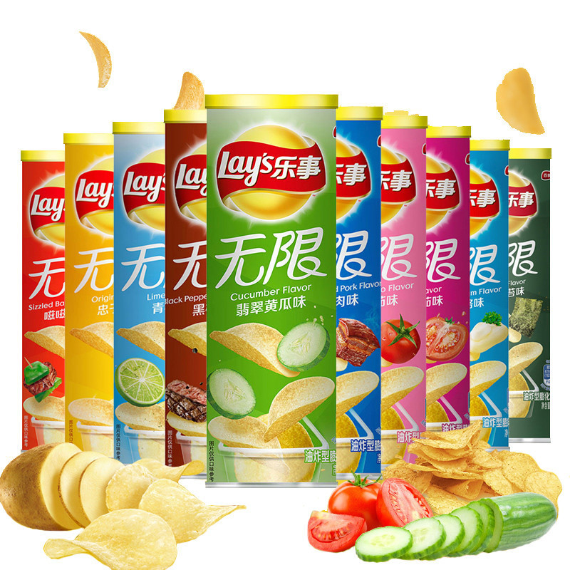 [Rich Tomato] Lay's Unlimited Potato Chips 104g กระป๋อง รสชาติเดิม รสแตงโม หลายรสชาติ อาหารว่าง