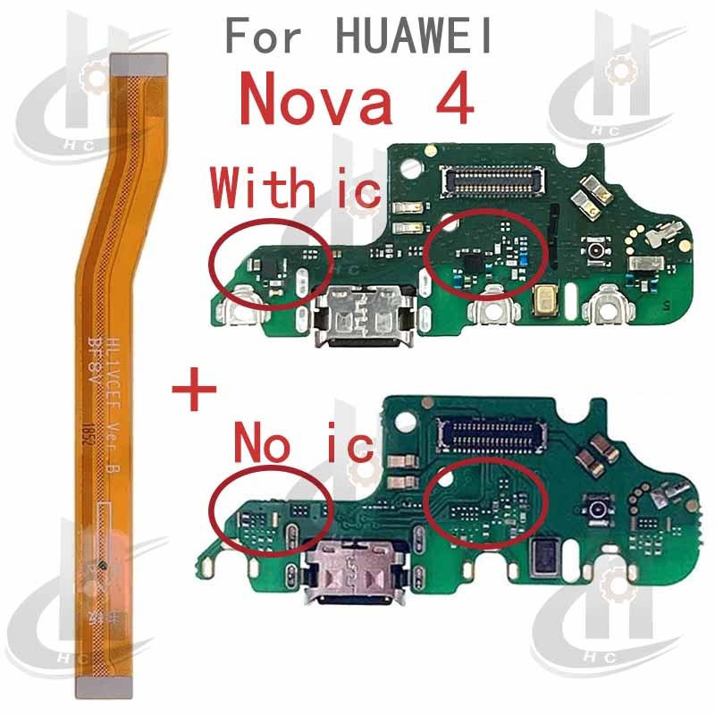 ใหม่สําหรับ Huawei Nova 4 Charger USB Connector Dock ชาร์จพอร์ต Jack Board Flex หลักเมนบอร์ดการเชื่อมต่อ Flex เปลี่ยนชิ้นส่วน