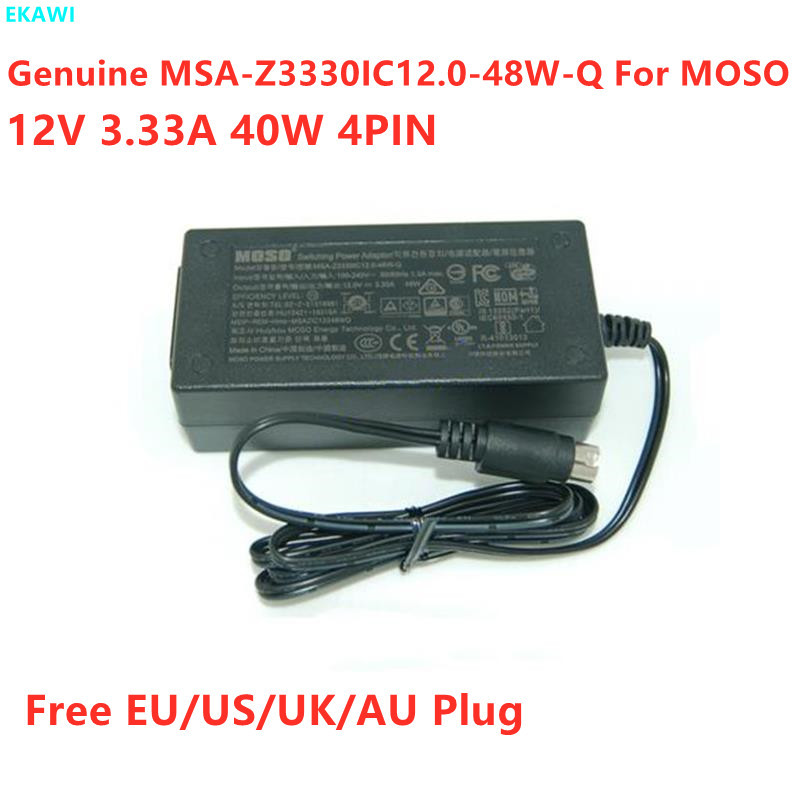 ของแท้ 12V 3.33A 40W 4PIN MOSO MSA-Z3330IC12.0-48W-Q Switching Power Adaptor สําหรับ Hikvision HU104