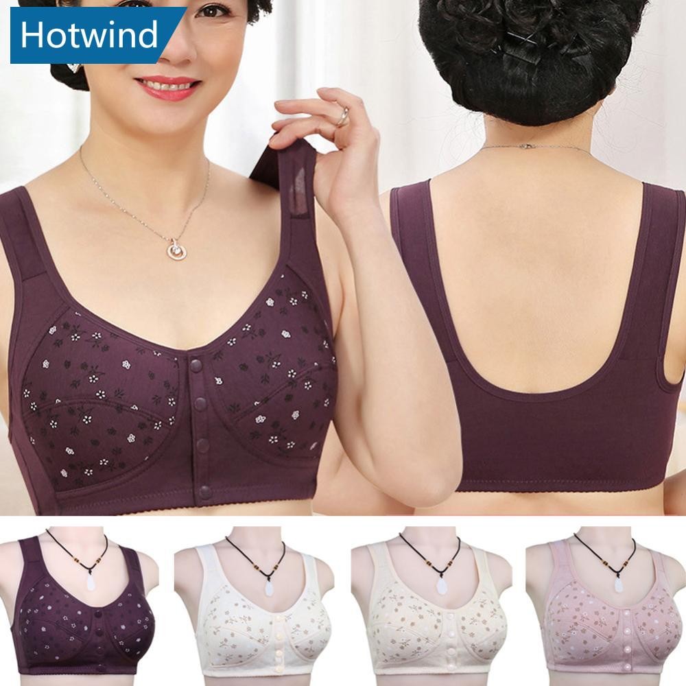HW ผู้หญิง Bra ปุ่มด้านหน้าปิดกันกระแทกชุดชั้นใน Push-up นุ่ม Breathable Anti-snagging Brassiere Intimates สวมใส่ N6P3