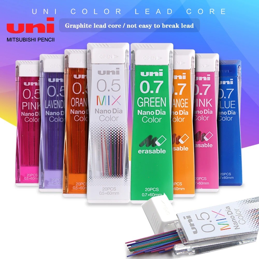 1 กล่องญี่ปุ่น Uni Nano Graphite Lead Core 202NDC สีดินสอตะกั่วเติม 0.5 มม.น่ารักโรงเรียนอุปกรณ์เครื่องเขียน Kawaii ดินสอ