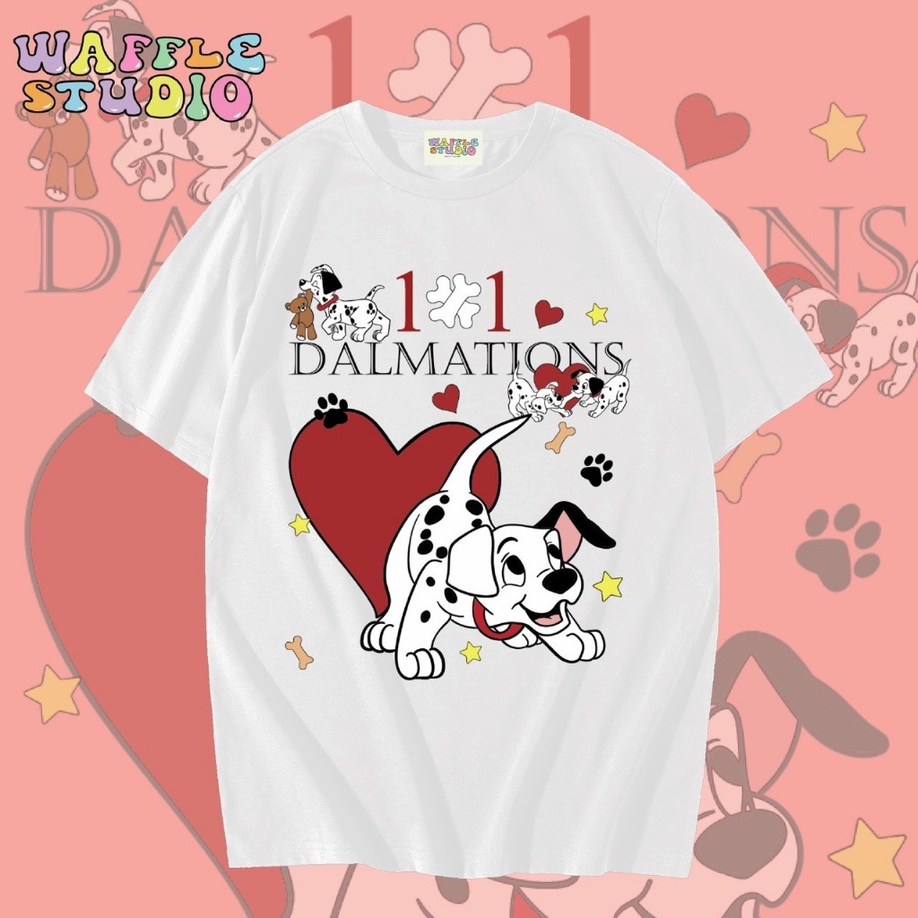 🔥พร้อมส่ง🔥 1323 เสื้อยืดโอเวอร์ไซส์ ผ้าคอตตอน 100% เสื้อยืดเกาหลี เสื้อยืด ดัมเมเชียล น้องหมา