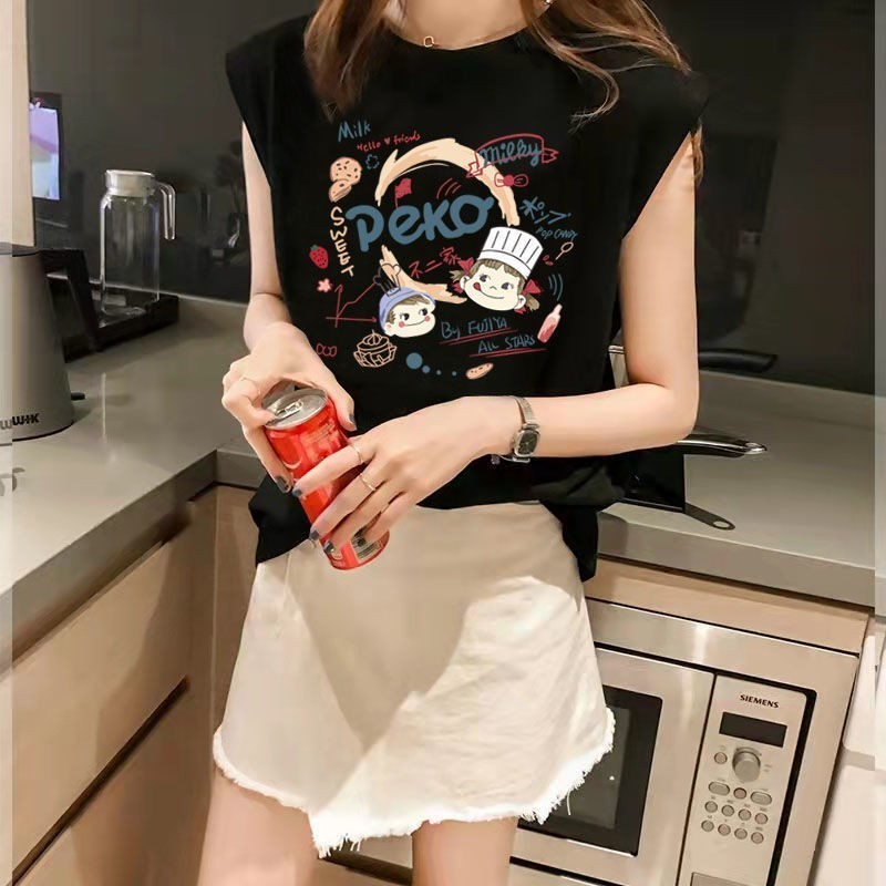 NEW เสื้อแขนกุด สกรีนลายสวยๆ แขนกุดผู้หญิง OP-1096