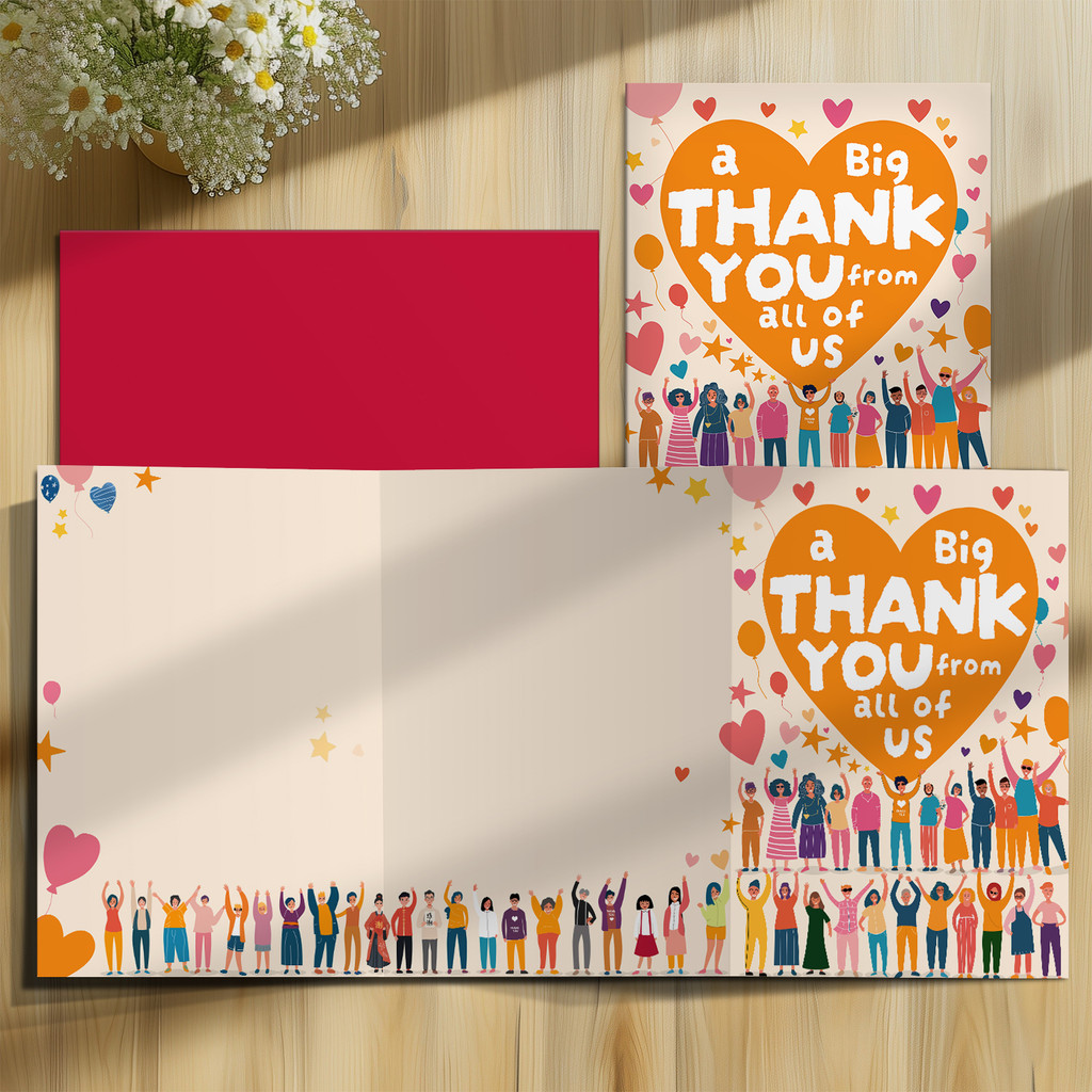 Super Large Trifold Big Thank You การ์ดอวยพรสําหรับ Office Team Group School Class
