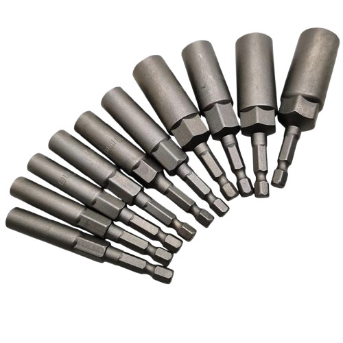 10 ชิ้น 80 มิลลิเมตรความยาวไฟฟ้าแม่เหล็กไขควง Nut Driver Set Impact 1/4 "Hex Shank เมตริกประแจซ็อกเก็ตบิต Crv 5.5-14 mm