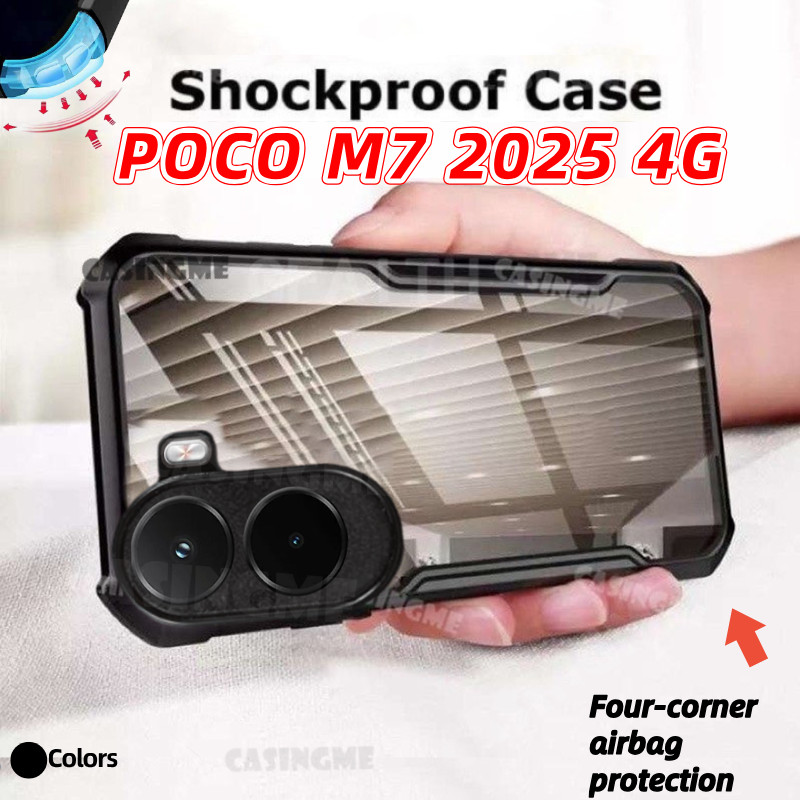POCO M7 2025 4G Transprent AirBag เคสโทรศัพท์สําหรับ POCO M7 POCOM7 Plus M 7 Pro 4G 5G 2025 กันชนกันกระแทกปลอกใสฮาร์ดปกหลัง