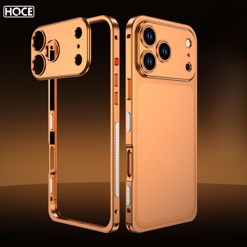 HOCE เคสกรอบโลหะรูกระจายความร้อนสําหรับ IPhone 17 16 15 13 14 Pro Max No-backboard Cover Only-border