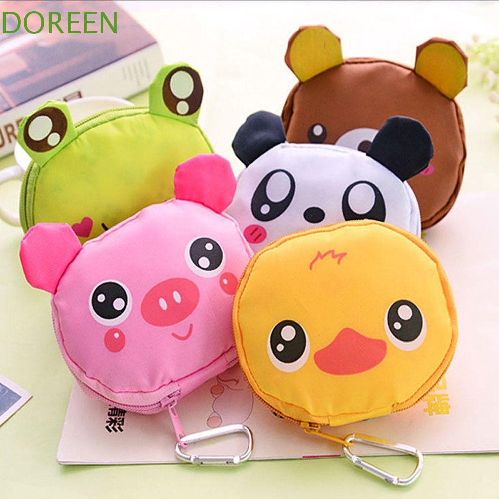 Doreen กระเป๋าช้อปปิ้งการ์ตูน เป็ด นํากลับมาใช้ใหม่ด้วยหัวเข็มขัดอลูมิเนียม Panda Frog Pig Eco Bag