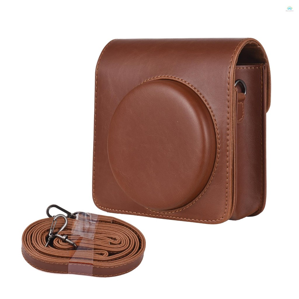 Yb2 เคสกล้อง Instant Camera Storage Case กระเป๋ากล้องหนัง PU หัวเข็มขัดแม่เหล็กพร้อมสายคล้องไหล่เข้ากันได้กับ Fujifilm Instax Square SQ40/ SQ1
