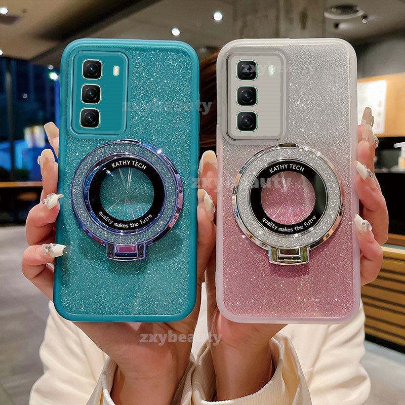 Infinix Hot 50 Pro Plus 5G 4G 2024 กรณี Bling Bling แหวนผู้ถือปลอกสําหรับ Hot50 50Pro 50Pro + Hot50ProPlus Hot50Pro Soft Glitter Slim ปกหลัง