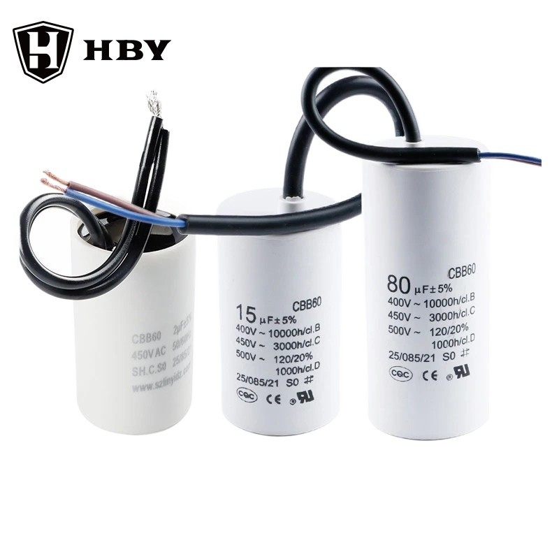 1 ชิ้นมอเตอร์ Star Capacitor CBB60 450V AC เริ่มต้นตัวเก็บประจุ CBB60 5% 3UF 4uF 5uF 6uF 8uF 10uF 12