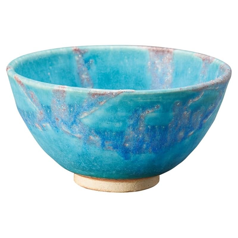 【made in japan】
Marui Pottery Shigaraki-style Unique Tea Bowl, 11cm Diameter, Blue with Plantain Lil