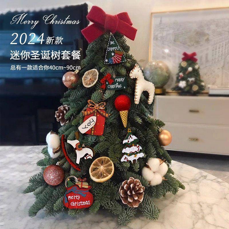 ตกแต่งคริสต์มาส ต้นคริสต์มาสขนาดเล็กพร้อมไฟ 2024 ตกแต่งคริสต์มาสสไตล์ใหม่เดสก์ท็อปตกแต่งในครัวเรือน อิน สไตล์แพ็คเกจต้นคริสต์มาส