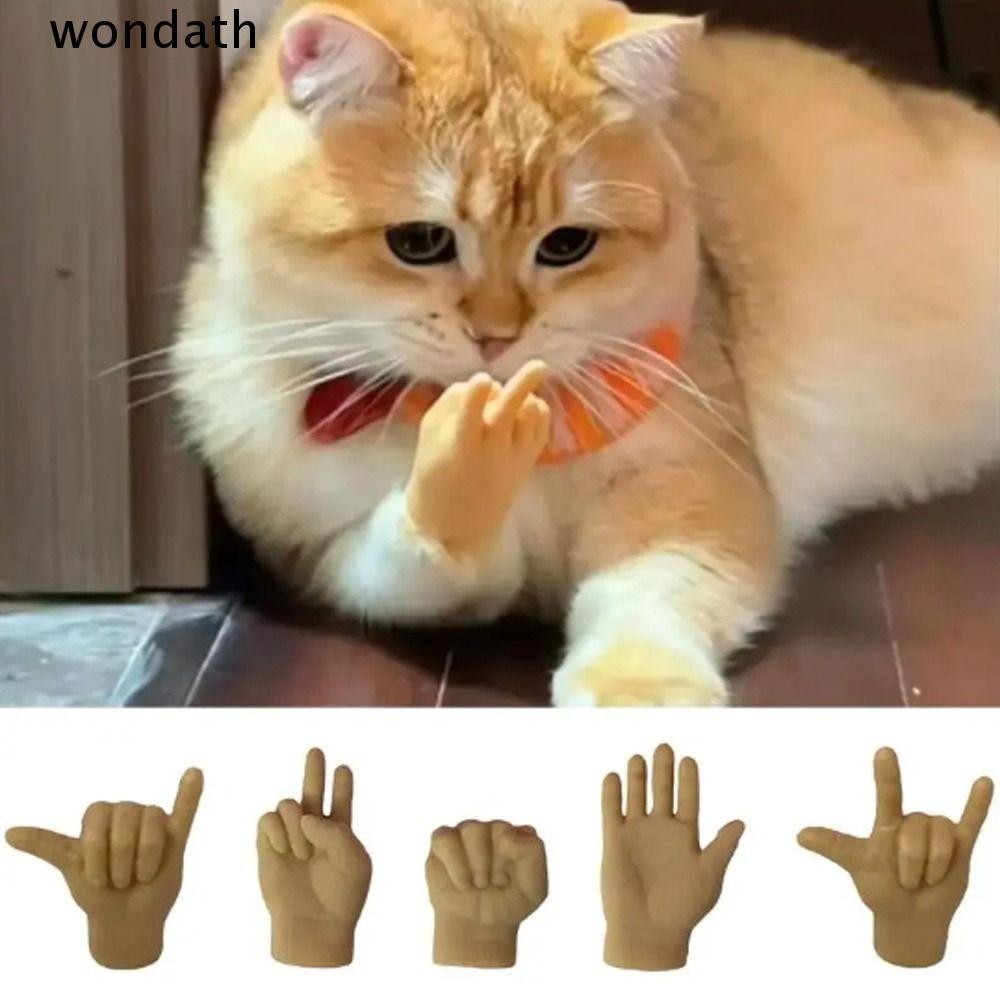 Wonda Teasing Cat Finger Gloves, HandHuman Funny Cat Claw Covers, Cat Petting Pet Toy Mini Fake Hand Gloves