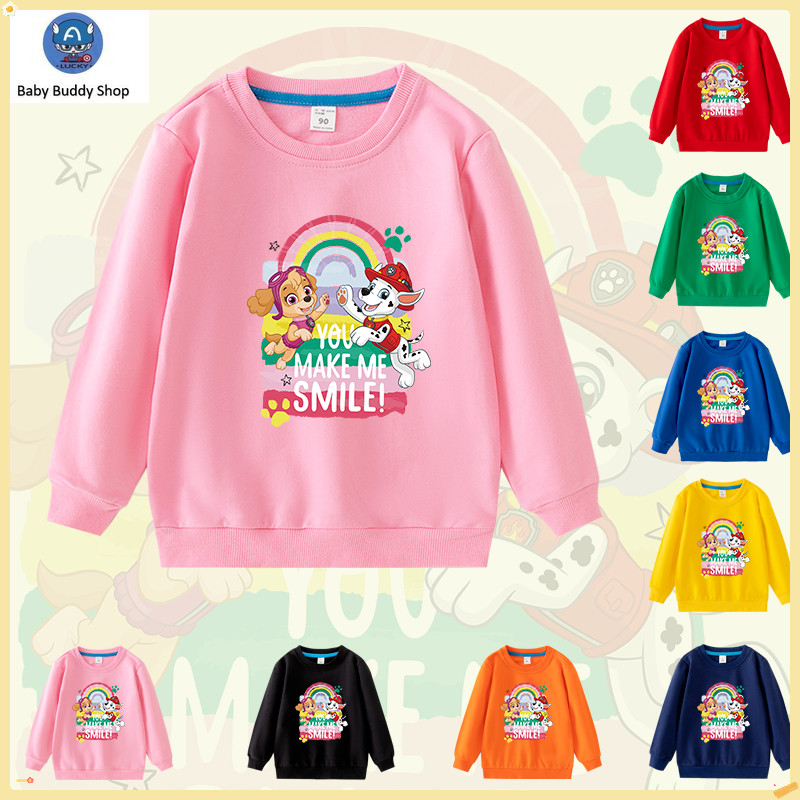 เสื้อเด็ก PAW PATROL การ์ตูนแขนยาว 100% เสื้อกันหนาวผ้าฝ้ายสําหรับสาว NW072