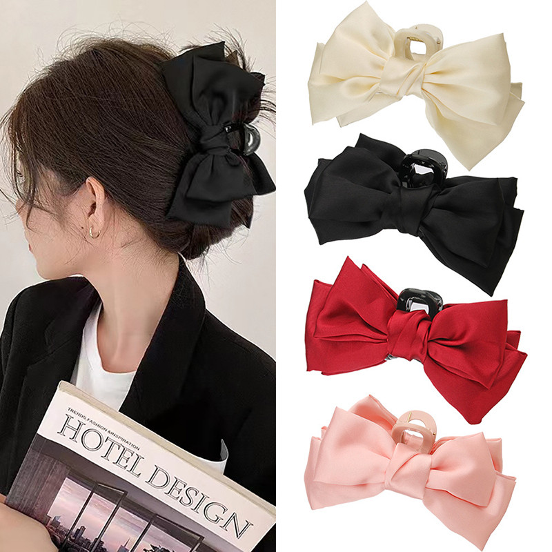 ขนาดใหญ่ Bowknot Claw คลิป Fugitive Princess Claw คลิปผ้า Art กิ๊บติดผม Handmade ขดลวดผม Shark คลิปอุปกรณ์เสริมผม