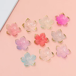 St. kunkka 50 ชิ้นลูกปัดดอกไม้อะคริลิค Cherry Blossom Spacer ลูกปัด Gilding ดอกไม้ลูกปัดฐานสามารถใช้สําหรับ DIY สร้อยคอสร้อยข้อมือทํา