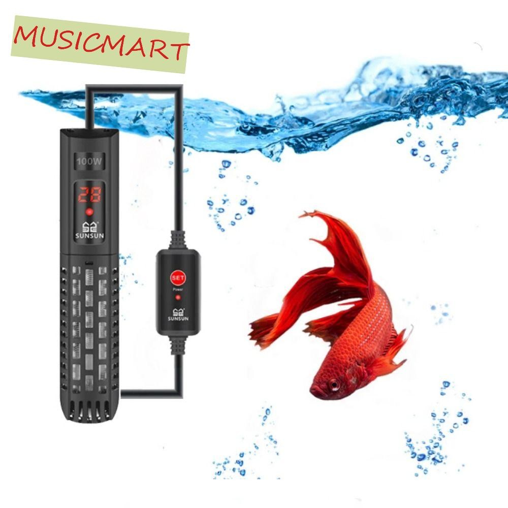 Musicmart จอแสดงผล LCD Digital Water Heating Rod, 50-500W ปรับ Aquarium Submersible Heater,จอแสดงผล LCD อัตโนมัติควอตซ์แก้วปรับน้ําความร้อน Rod Aquarium