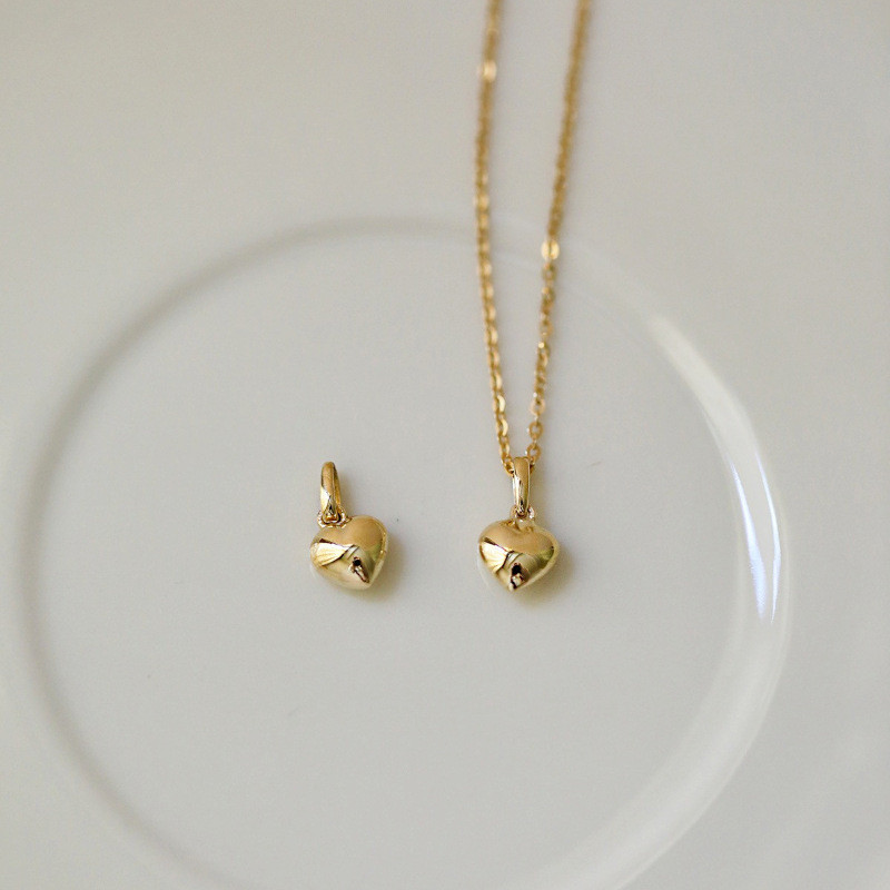 สร้อยคอเงินแท้ Venorix [เงินสเตอร์ลิงแท้ S925] สร้อยคอหัวใจเคลือบทอง 14K จี้หัวใจ 3D ขัดเงาเรียบง่าย