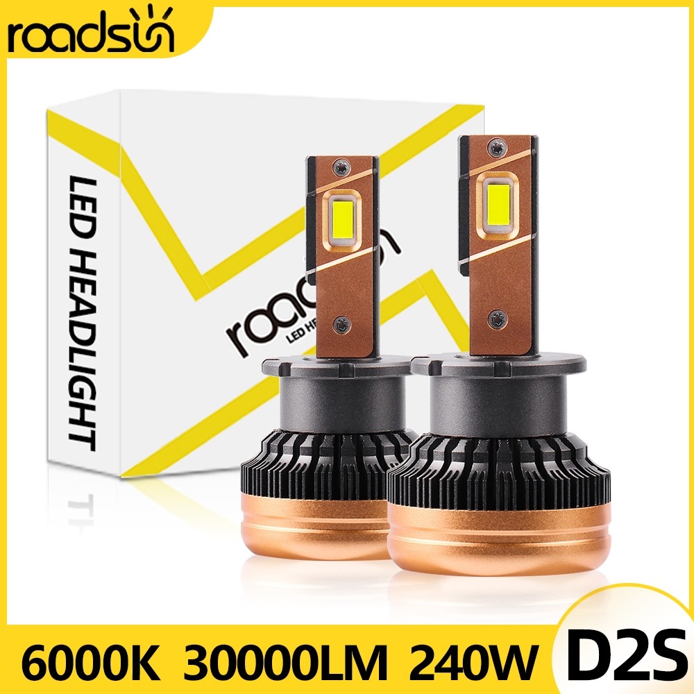 Yหลอดไฟรถยนต์ LED สีสว่างเป็นพิเศษ2ชิ้นหลอดไฟฮาโลเจนในรถ lampu depan LED D2S D2R หลอดไฟ LED 30000LM 