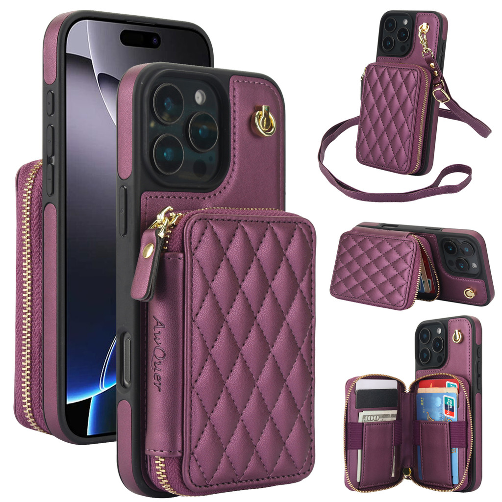 เคสโทรศัพท์ เคส ช่องใส่การ์ดสําหรับ iPhone พร้อมสายแนวทแยง Lanyard กระเป๋าเหรียญกรณีโทรศัพท์มือถือสําหรับ iPhone 17 PRO MAX 16 Pro Max 15 pro max 14 Pro Max 15 16 Plus 13 12 11 ProMax XR XS 17 Air Case