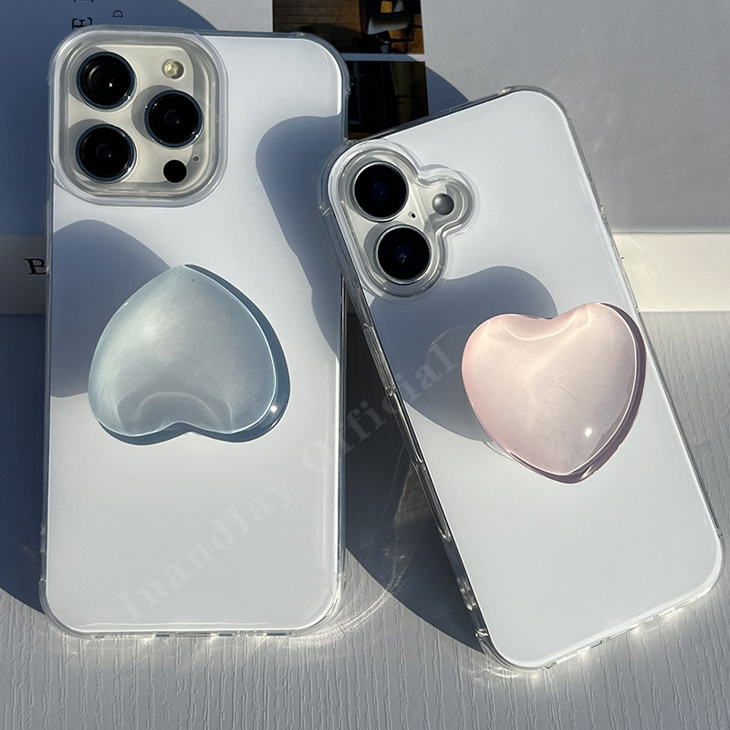 สีขาวมันวาว IMD Hard Case + Heart Glass สําหรับ iPhone 16 16Promax 15Promax 15 15Pro 13 13Pro 13promax 14Promax 14Pro 12Promax 12Pro 11Pro 11Promax 15Plus X Xs Xr Xsmax