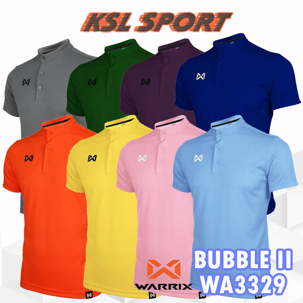 WARRIX เสื้อโปโลแขนสั้นคอจีน รุ่น Bubble ll WA-3329 สีฟ้า/ส้ม/เทา/ชมพู/น้ำเงิน/เขียว/ม่วง