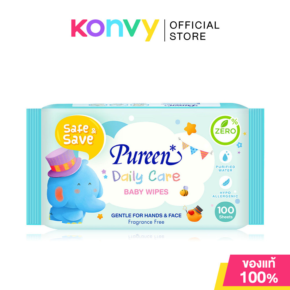 Pureen Daily Care Baby Wipes เพียวรีเดลี่แคร์เบบี้ไวพ์.