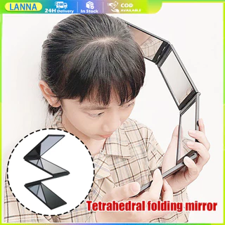 ร้านอยู่ที่ไทย กระจกพับได้ ขยายได้ 4ทาง สำหรับแต่งหน้า ตัดผมด้วยตนเอง Mirror 360°แบบพกพา