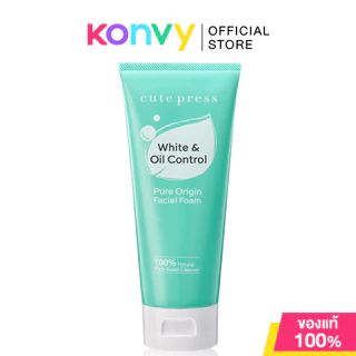Cute Press Pure Origin Facial Foam คิวท์เพรส โฟมล้างหน้าเนื้อละมุน 120g (White & Oil/White & Smooth/White & Moist)