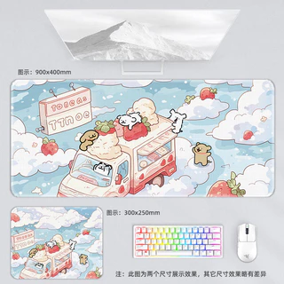 Line Puppy Paradise แผ่นรองเมาส์สีสันสดใสขนาดใหญ่สาว Office Soft Pad ins แป้นพิมพ์คอมพิวเตอร์แล็ปท็อป Pad Creative Anti-slip Play Puppy Garden ดอกไม้ Ocean รูปแบบ