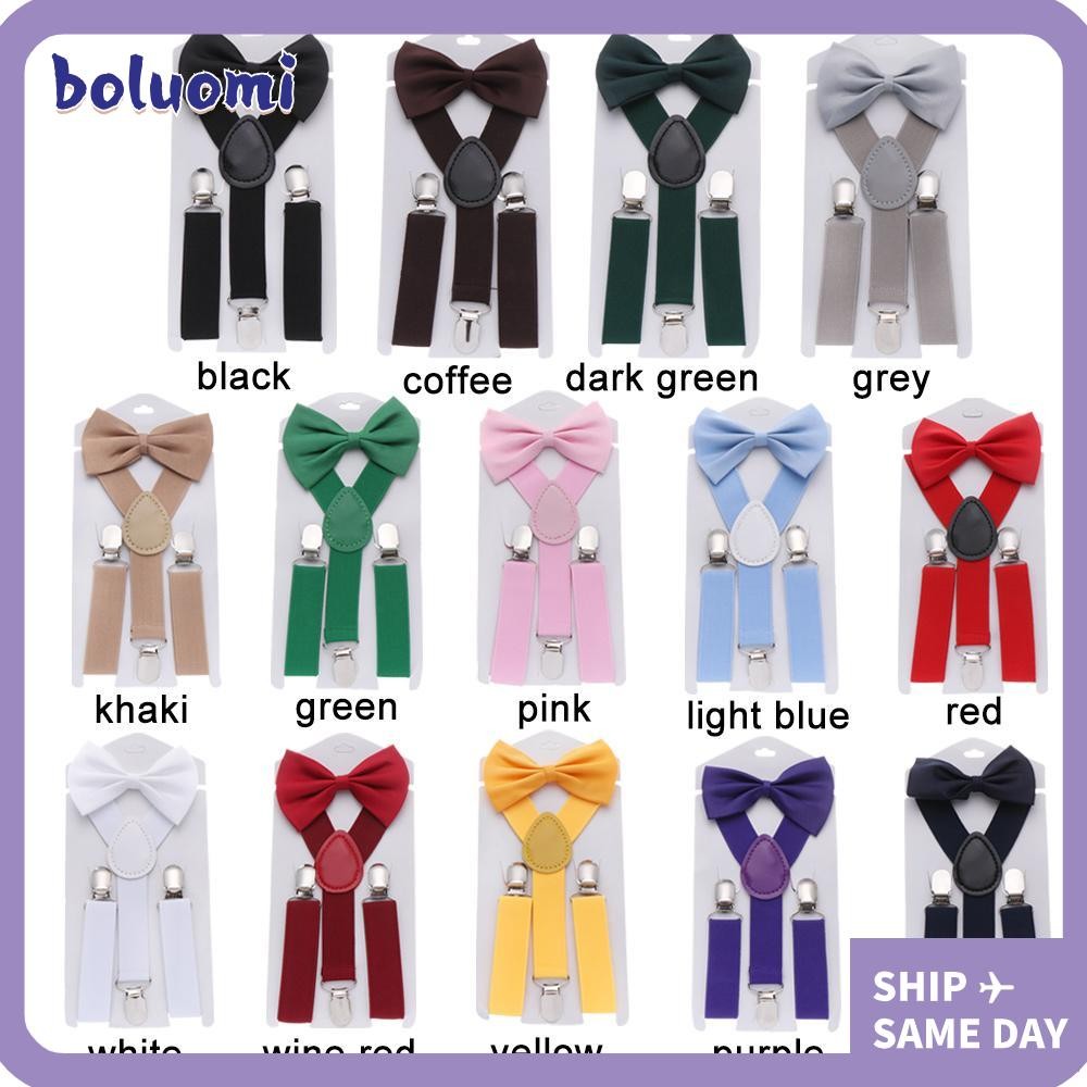 Bolumi 1 ชุดเด็ก Suspenders Charming เด็กแฟชั่นของขวัญเด็กชุดแต่งงานสีทึบเข็มขัดผูกวัว