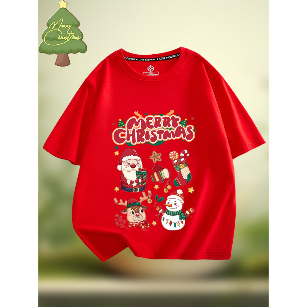 (จัดส่งตลอด 24 ชั่วโมง)KIDS PRINCESS เสื้อยืดวินเทจ plus size t shirt Merry Chrismas ผ้าฝ้ายแท้ unsex tshirt T115