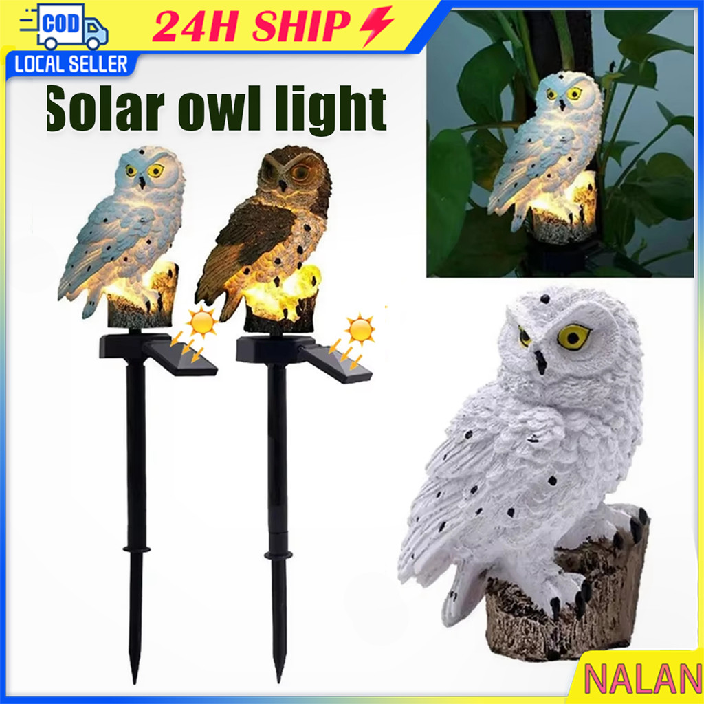 ร้านอยู่กทม. ไฟโซล่าเซลล์ติดรั้วบ้าน ไฟนกฮูก LED Solar light ไฟสนามหญ้าสวนกลางแจ้ง กันฝน