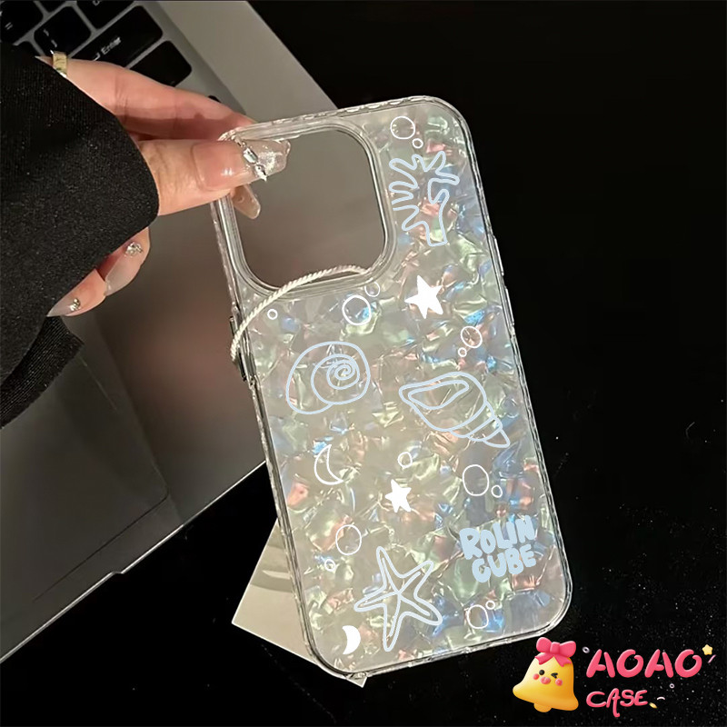 แฟชั่นกราฟฟิตีลวดลายเชลล์โลกใต้น้ำนุ่มนวล เคสIphone 15 11 16 12 13 14 Pro Max 7Plus 8 16 14 15 Plus XR X XS Max SE 2022