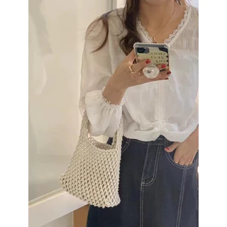 พร้อมส่ง 11 สี 😍 กระเป๋าเชือกถักmini มีถุงผ้าให้ หลายสี งานน่ารัก minimal P134