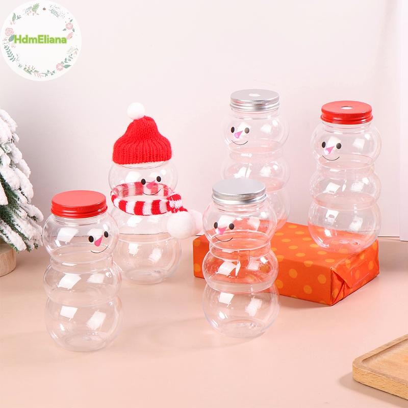 Hdmeliana 500ML คริสต์มาส Snowman ขวดน้ําขวดชานมกาแฟน้ําผลไม้ขวดดื่มแบบพกพาสําหรับร้านชานมบ้านถ้วยน้ําผลไม้ TH