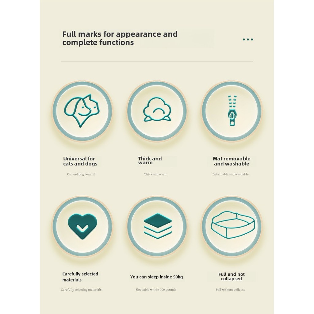 Four Seasons universal เตียงสุนัขแมวเบาะแยกที่ถอดออกได้และล้างทําความสะอาดได้ PP ผ้าฝ้ายบรรจุ XL120 ซม.เตียงสัตว์เลี้ยงขนาดใหญ่ลูกสุนัขสุนัข - รูปที่ 3