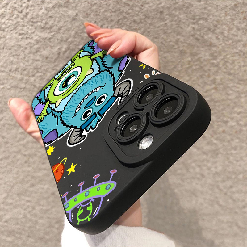 คู่ซิลิโคนมอนสเตอร์เคสโทรศัพท์เข้ากันได้สําหรับiphone 16 11 15 12 13 Pro XS Max X XR 14 Plusปลอกป้องกันกล้องกันกระแทกฝาครอบเซลล์Precticer