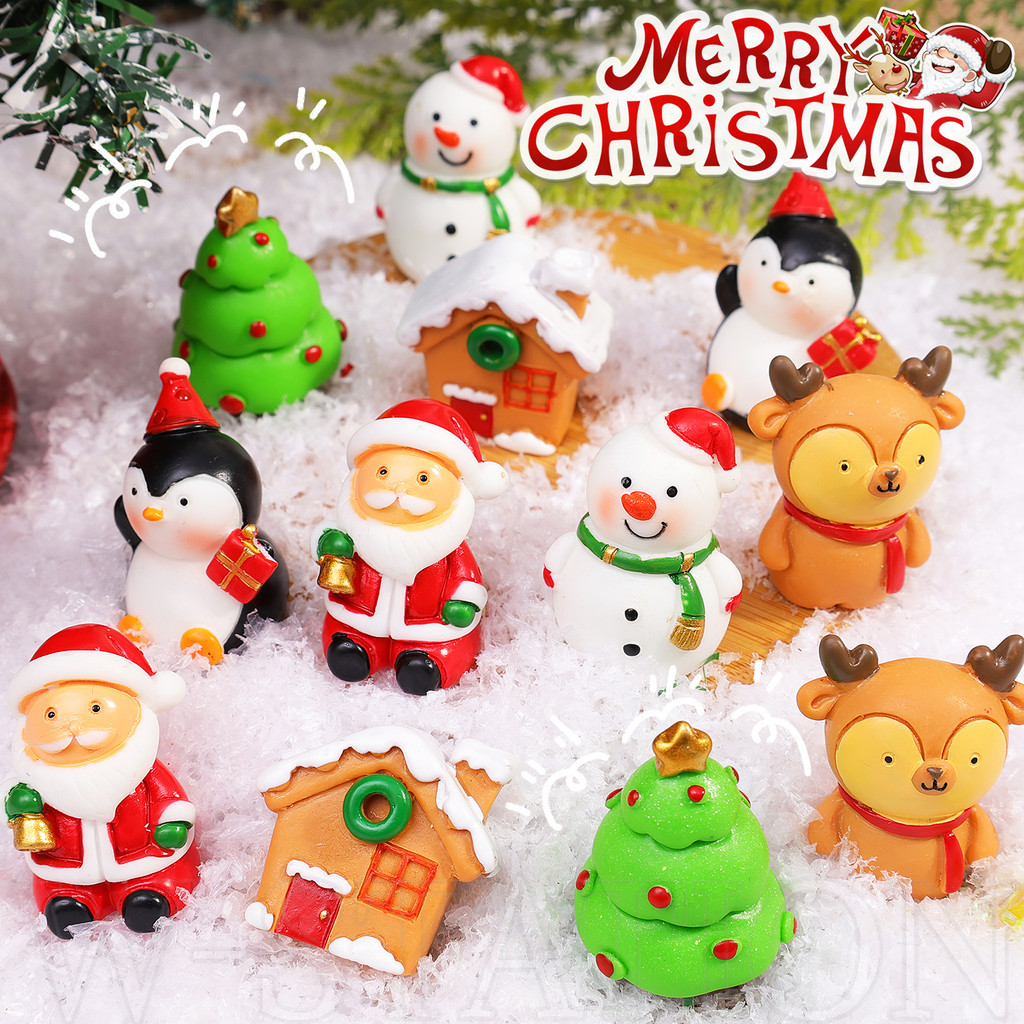 เครื่องประดับตุ๊กตาซานตาคลอส-คริสต์มาสไมโครภูมิทัศน์ทําเองตกแต่ง-สร้างสรรค์มินิการ์ตูนน่ารักงานฝีมือเรซิน-สุขสันต์วันคริสต์มาสตุ๊กตาเดสก