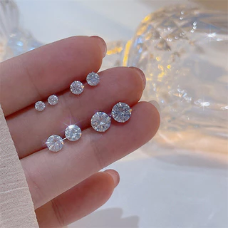 เงิน 3mm4mm5mm6mm ต่างหูเพทายแฟชั่นที่เรียบง่ายต่างหูเครื่องประดับของขวัญ