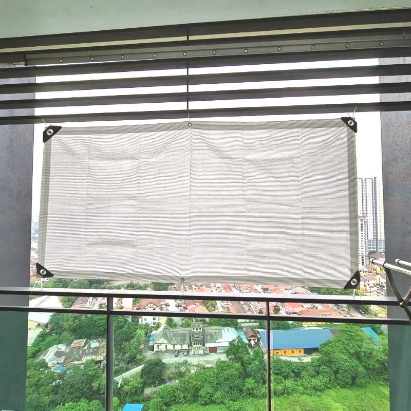 เลือกขนาด รั้วสีขาวตาข่ายระเบียงความเป็นส่วนตัว SunScreen Shade กันสาดสวนกลางแจ้งบังแดดสุทธิสระว่ายน้ําฝาครอบ Heavy Duty Shades Sail