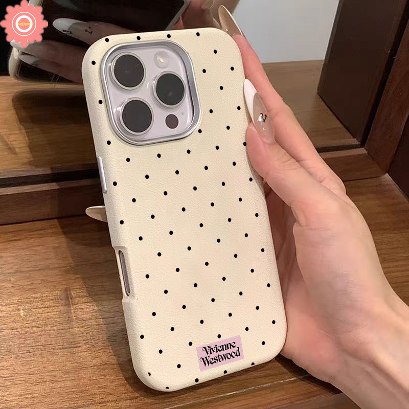 หนังหรูหรา 2 ใน 1 กรอบโลหะเลนส์สําหรับ IPhone 15 16 11 14 12 13 Pro Max 14 16 15 Plus XR XS X Max Creative Art Doodle น่ารักสีดํา Wavelet จุดฝาครอบ
