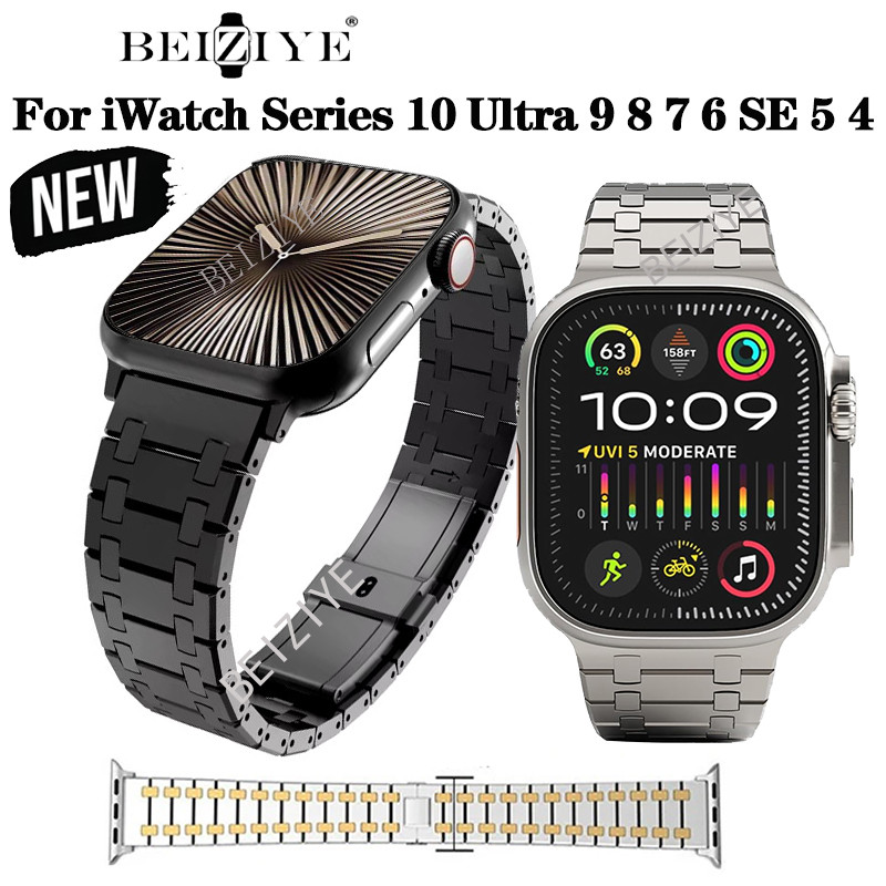 iWatch Series 10 9 8 7 46 มม.41 มม./45 มม.Ultra/2 49 มม. สแตนเลสสตีลสําหรับนาฬิกา iWatch Series 6 SE 5 4 3 40 มม.44 มม.42 มม. สร้อยข้อมือโลหะหรูหรา Watchband อุปกรณ์เสริม