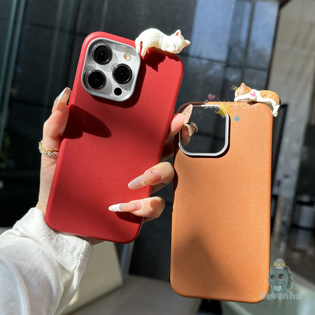 ปลอกสําหรับiphone 16 11 15 14 13 12 Pro Max XR X XS Max 8 7 6 6s Plus SE 2020 Insแฟชั่นเกาหลีเคสน่ารักกันกระแทกSoft Touchเคสโทรศัพท์ + 3Dตุ๊กตาแมวป้องกันปกหลัง