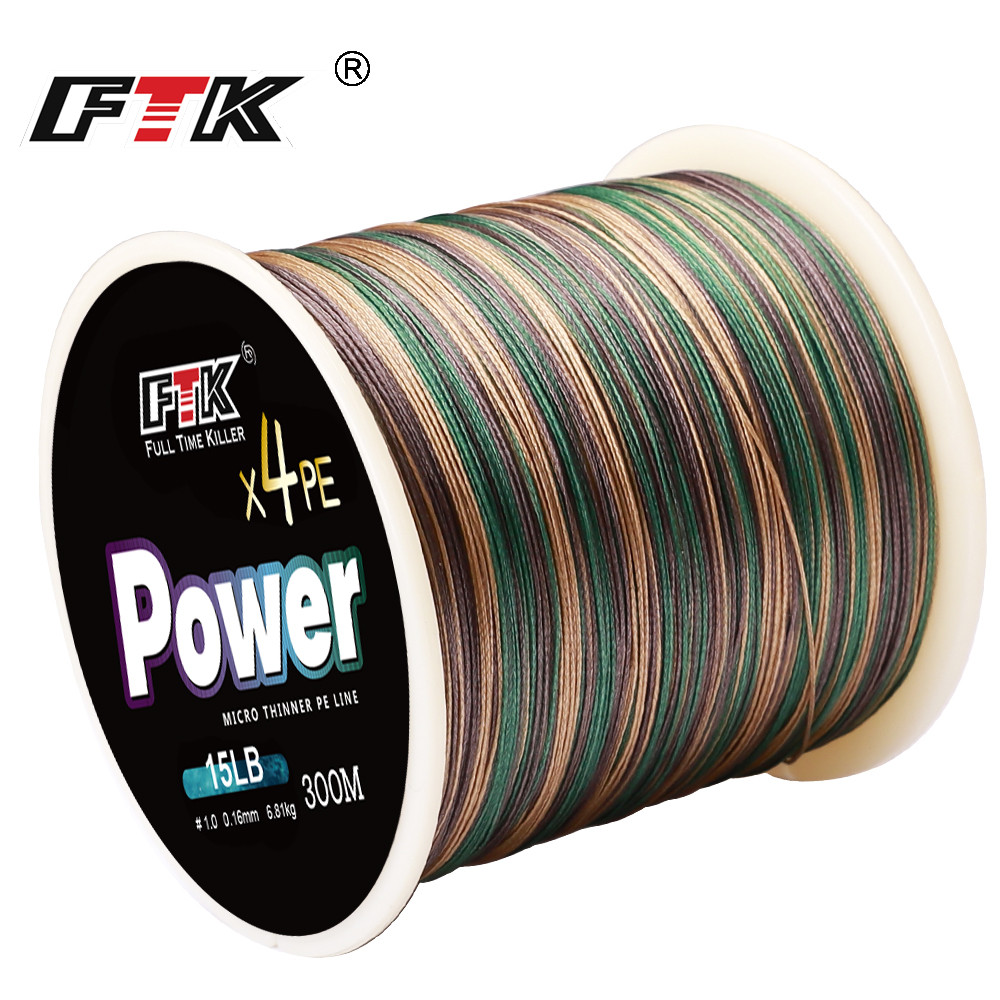 Ftk 300M PE สายถัก 4 ขาตั้งสายตกปลา Strong สีฟ้า สีเขียว
